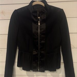 BCBG MaxAzria Peplum Jacket Black Satin-Trimmed Wool
Size Small